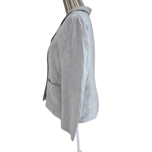 Eileen Fisher Silver Metallic Organic Linen Blazer Jacket - Picture 5 of 10